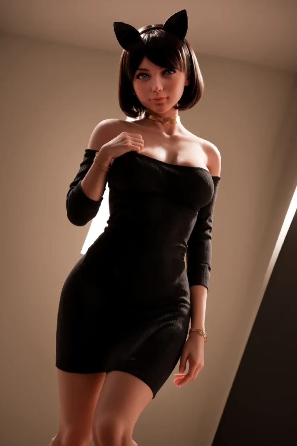 Aibei Doll シリコンヘッド 黒猫ラブドール 綺麗 Hanna 151cm #AB17
