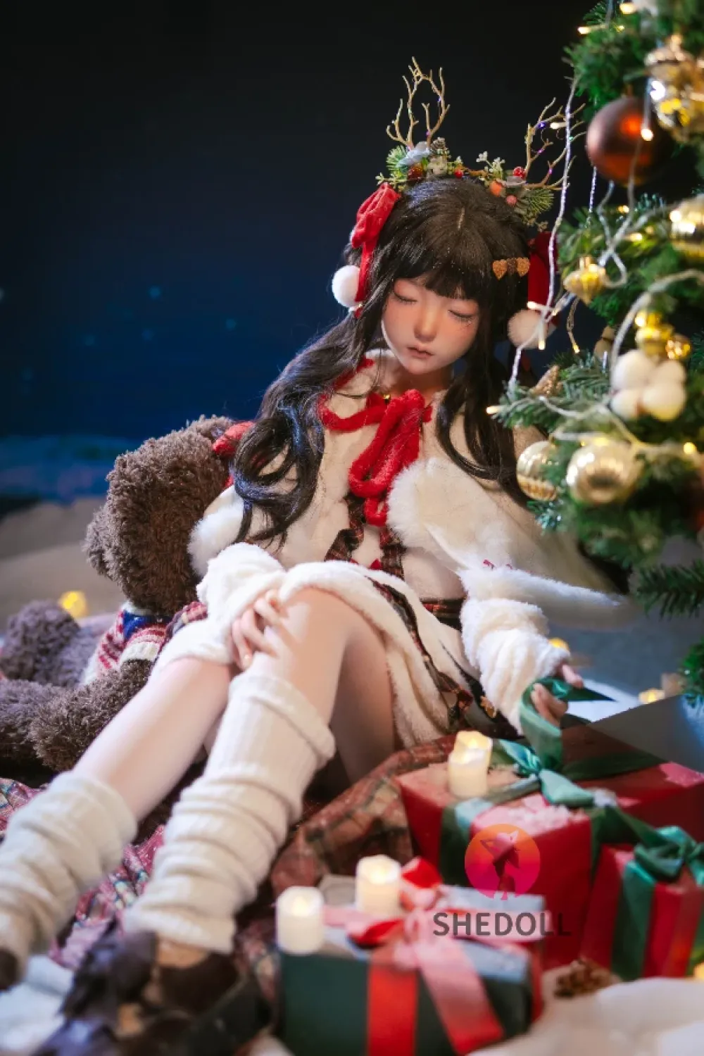 She Doll シリコンヘッド ボディ材質選択可能 クリスマス系 目閉じラブドール 天真爛漫 顎機能追加可 北栀 148cm Dカップ