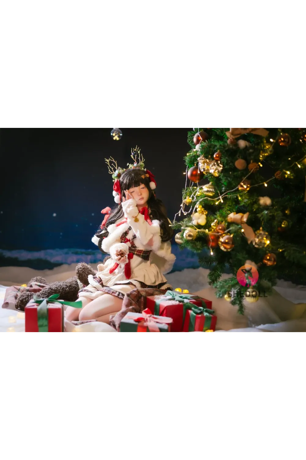 She Doll シリコンヘッド ボディ材質選択可能 クリスマス系 目閉じラブドール 天真爛漫 顎機能追加可 北栀 148cm Dカップ