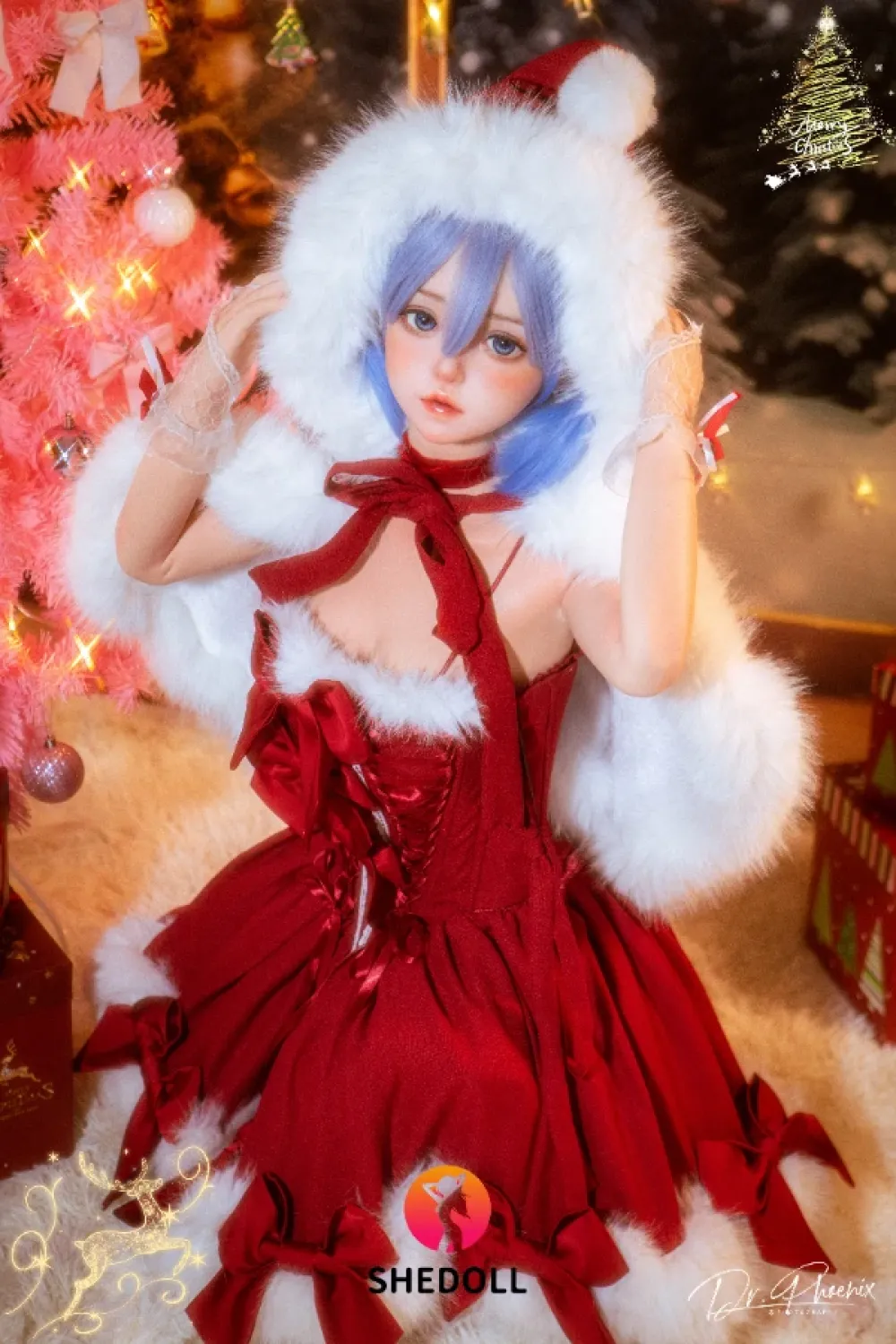 She Doll シリコンヘッド ボディ材質選択可能 クリスマス系ダッチワイフ ツインテール 顎機能追加可 朵朵 148cm Dカップ