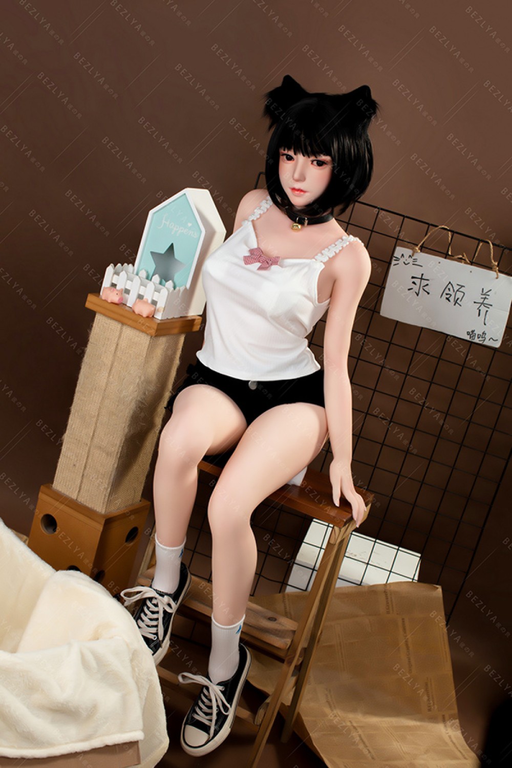 天真爛漫猫 Cカップ シリコン製頭部+TPEボディ 風鈴 149cm