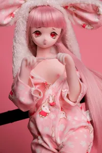 ピンクの髪 ミニセックスドール シリコンラブドール シエル 55cm