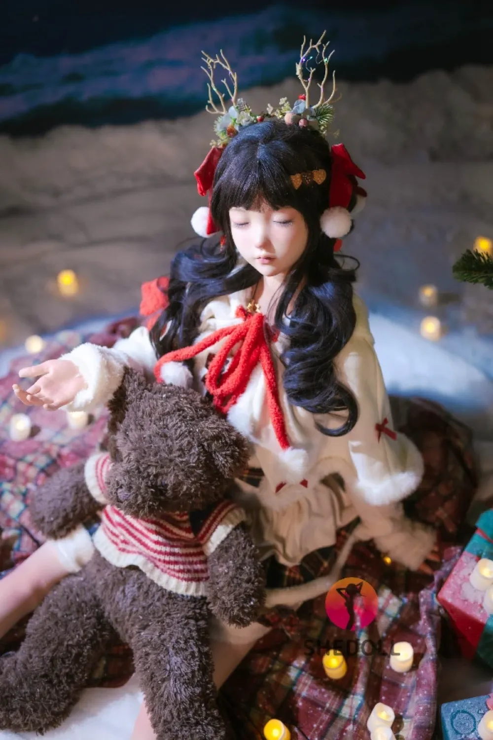 She Doll シリコンヘッド ボディ材質選択可能 クリスマス系 目閉じラブドール 天真爛漫 顎機能追加可 北栀 148cm Dカップ