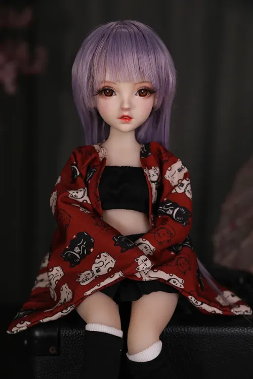 Dimu Doll 紫髪 PVC材質頭部 ミニ ラブドール ゆうな 45cm
