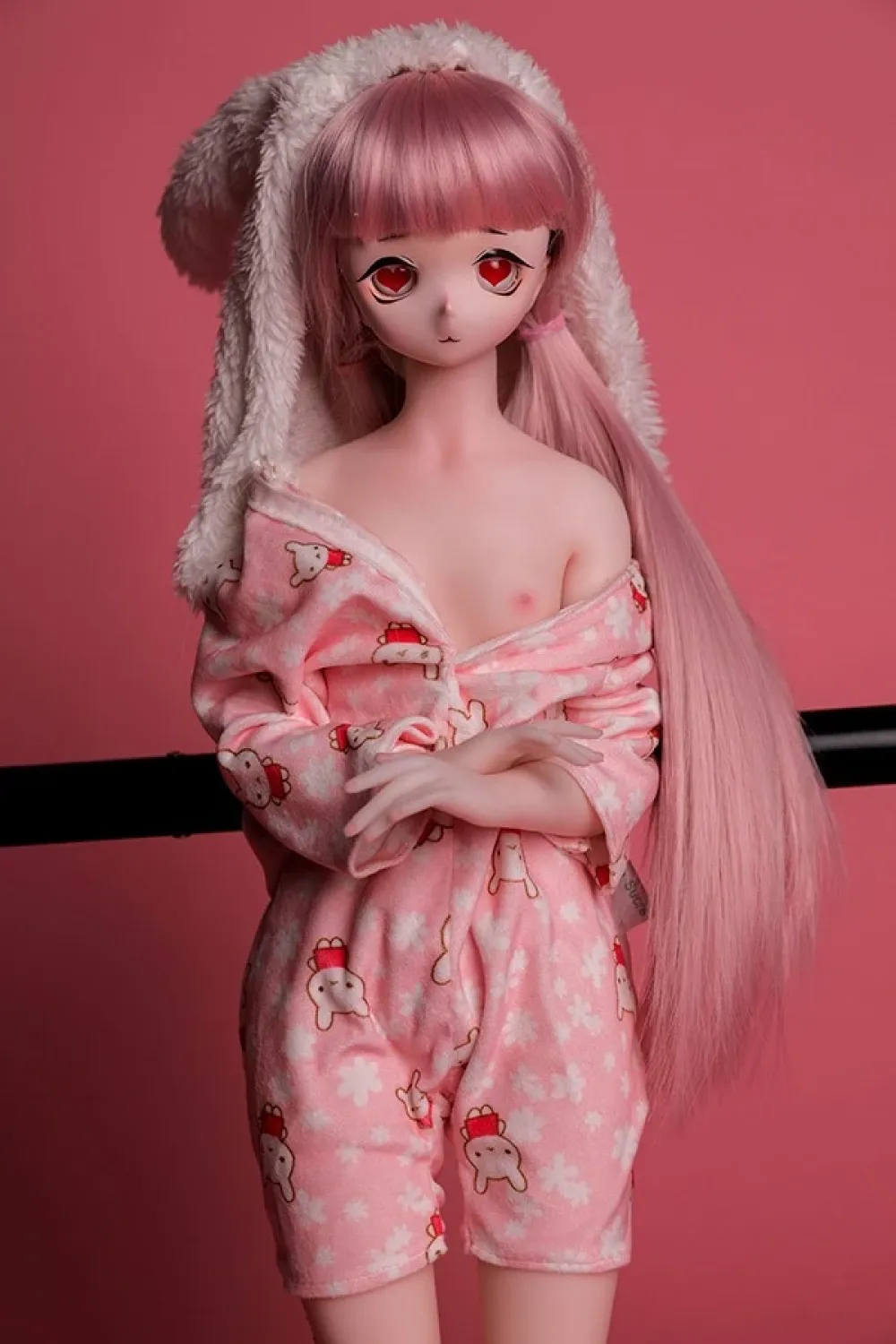 ピンクの髪 ミニセックスドール シリコンラブドール シエル 55cm