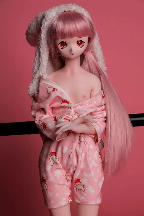 ピンクの髪 ミニセックスドール シリコンラブドール シエル 55cm